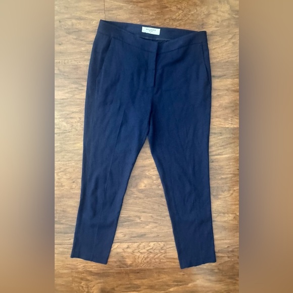 MM Lafleur Navy Slim Leg Dress Pants Viscose Career Work Office Size 6 - Picture 1 of 9